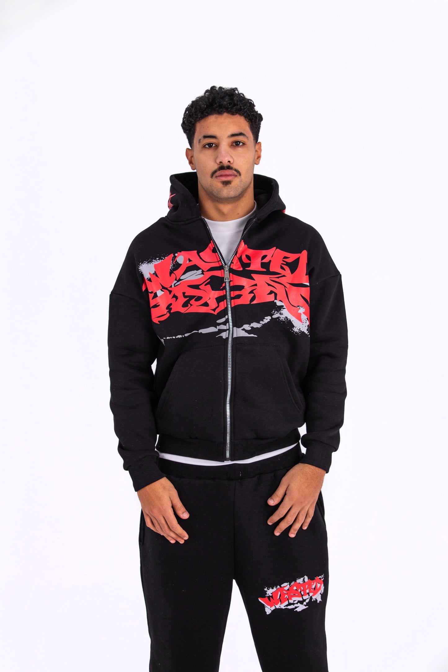 WASTED BLACK ZIPPER HOODIE