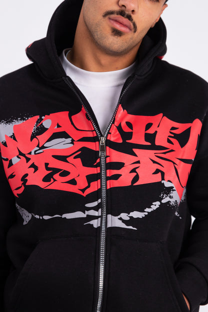 WASTED BLACK ZIPPER HOODIE